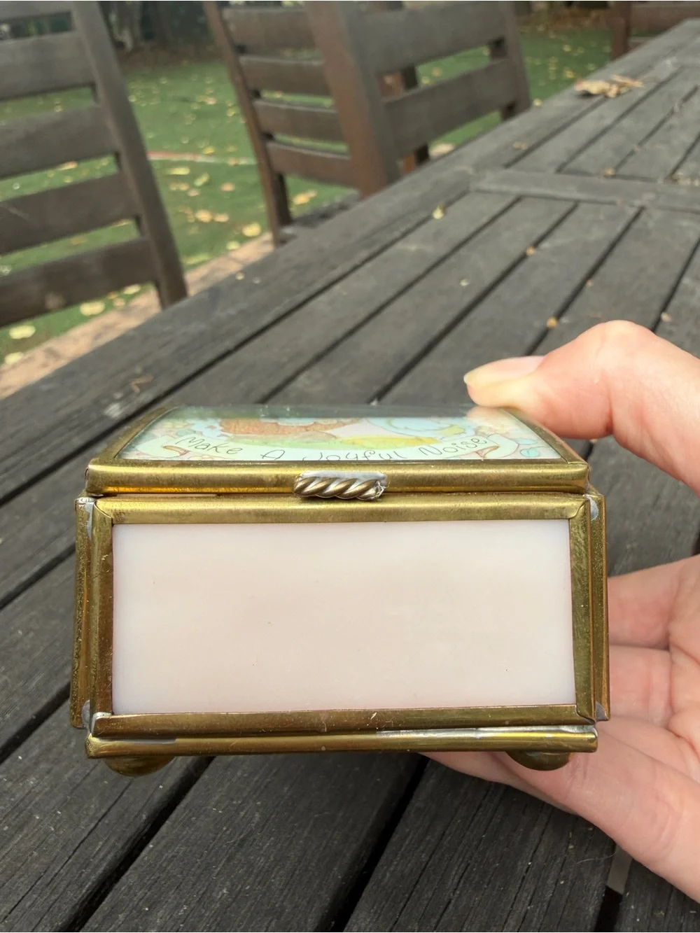 Vintage 1992 Precious Moments Brass Stained Glass Box Style